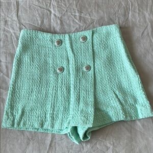 Zara High Waist Green Tailored Shorts